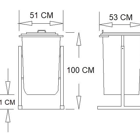 ابعاد سطل زباله شهری 220 لیتری