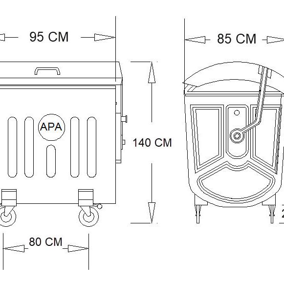 ابعاد سطل زباله شهری 770 لیتری M106